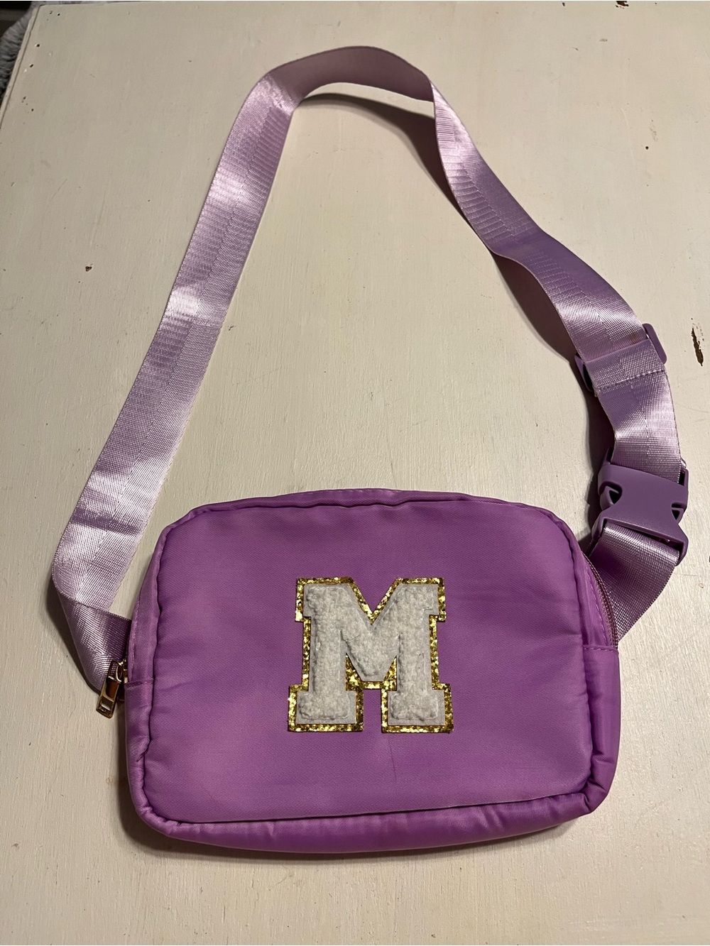 Purple Kids Crossbody Bag with 'M' Patch
